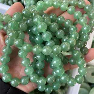 四海玉器 天然玉石绿色东陵玉圆珠手链 男女款玉手串 特价