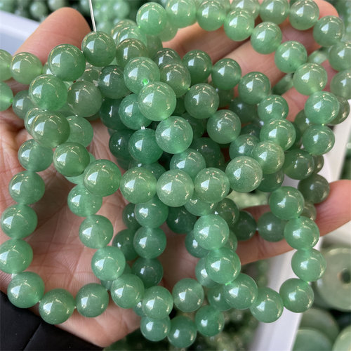 四海玉器 天然玉石绿色东陵玉圆珠手链 男女款玉手串 特价