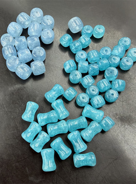 DIY饰品配件蓝色天河石竹节散珠 老型珠 散批 浅蓝色玉石算盘珠