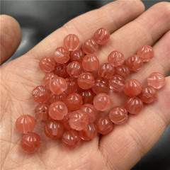 四海玉器 DIY饰品配件8毫米西瓜晶南瓜珠散批 浅红色玉珠子