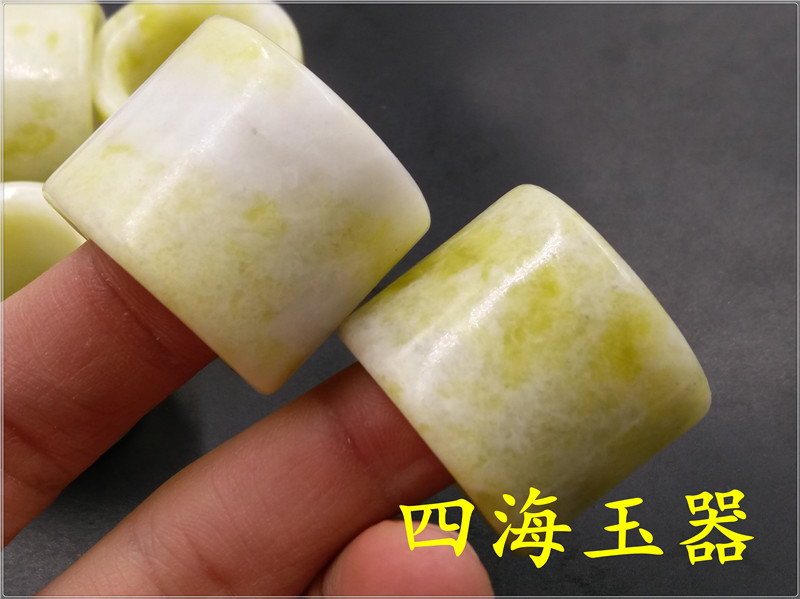 四海玉器 天然正品姜花岫玉扳指 男款玉指环 特价玉扳指