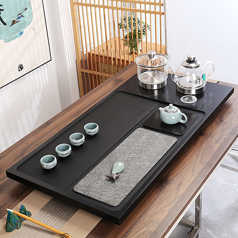 整块乌金石茶盘带电磁炉套全自动上水烧水壶一体茶台茶盘家用套装
