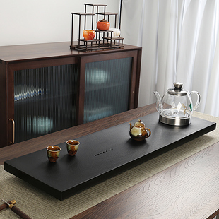 天然乌金石茶盘全自动一体电磁炉烧水壶家用简约石头茶台茶具套装