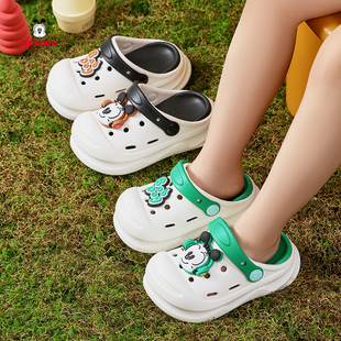 巴布豆儿童拖鞋男童夏季外穿软底防滑防臭小童女童包头沙滩洞洞鞋