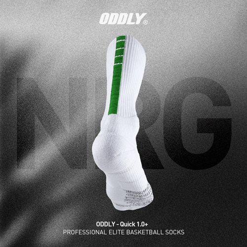 ODDLY【QUICK1.0+】【绿条】进口防滑纱球员版篮球袜精英运动袜