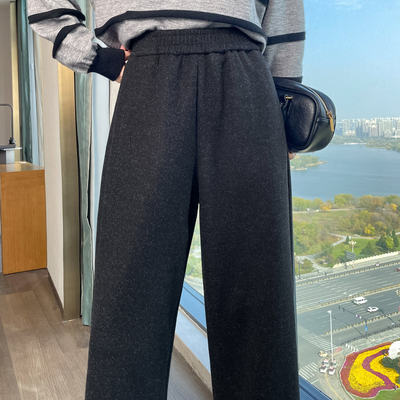 秋冬新款毛呢哈伦裤女九分小个子加绒保暖显瘦姐姐裤气质休闲大码