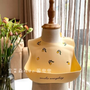 「金艾莉儿Dē围兜兜」3D防水硅胶免洗可调节宝宝吃饭饭兜0 4岁