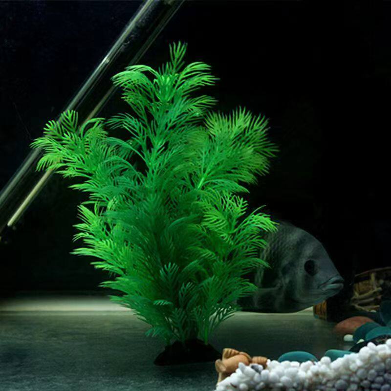 鱼缸花草精致仿生水草绿色水族箱假山造景鱼缸装饰摆件假水草内饰