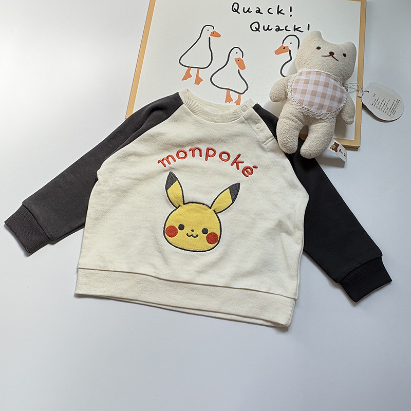 日系卡通宝宝上衣秋冬长袖婴儿卫衣圆领宝可梦外套男女童装打底衫