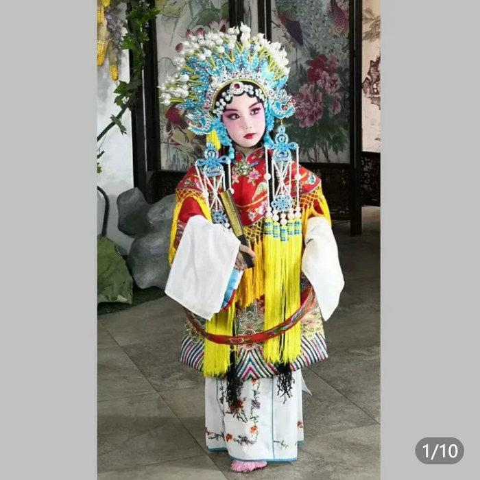 戏曲少儿京剧儿童贵妃醉酒小贵妃演出服装凤冠霞帔团凤小女蟒
