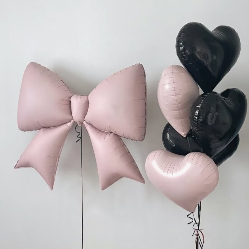 大号蝴蝶结铝膜气球粉色女孩儿童成人生日派对装饰造型布置道具