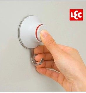 日本LEC丽固按压式强力吸盘挂钩吸壁式超强无痕粘钩承重6kg