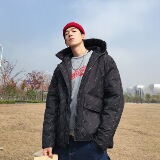 清仓亏本韩版连帽加厚棉衣冬季男青年字母宽松棉服面包服Y06-P35，男装棉衣，星座1501
