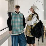 韩版格子背心情侣无袖针织衫加厚潮流毛衣男女上衣外套QT801-P55，男装针织衫/毛衣，星座1501