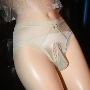 轻奢性感男士透明蕾丝内裤无痕透气缕空裸感jj套三角裤薄丝滑舒适