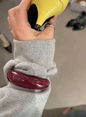 U.CA向日葵欧尼同款酒红色手镯ins复古小众高级月牙开口plow手饰