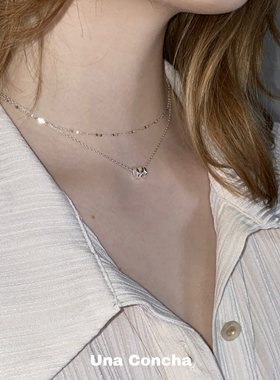 U.CA韩国out of label猪鼻子项链简约小众925纯银贝壳锁骨链素链