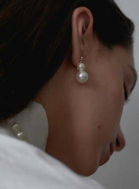 U.CA韩国midnight双球珍珠耳钉小众复古优雅施家正圆贝珠耳环耳饰