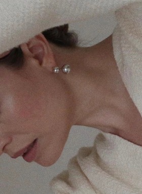 U.CA法式lie studio双圆球耳钉小众ins简约百搭sasa同款银球耳环