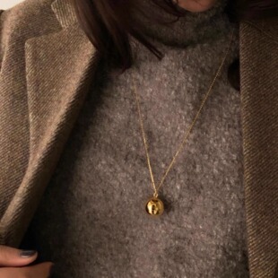 U.CA韩国ins博主同款大金球毛衣链秋冬复古时髦简约纯银圆球项链