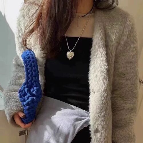 thequeen立体爱心毛衣链