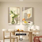 餐厅装 饰画现代客厅简约饭厅挂画北欧花卉酒杯壁画背景墙轻奢墙