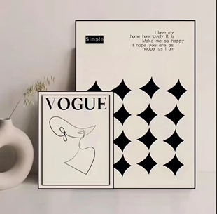 线条装 饰画 店抽象海报时尚 VOGUE北欧艺术小众挂画卧室ins摆画服装