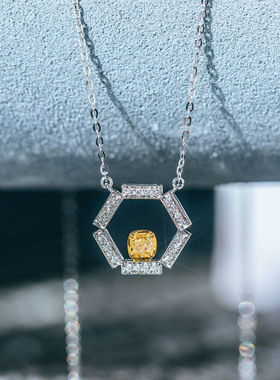 八万珠宝18K金 六边形黄钻项链【定制款详询客服】