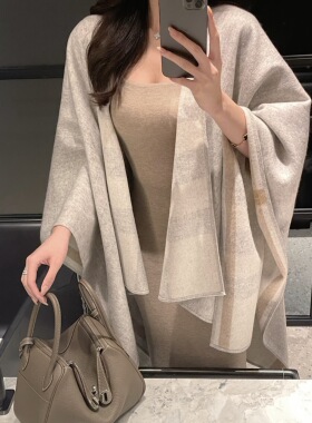 mmm collection 气质优雅姐姐全羊毛双面披肩斗篷外套女温柔质感