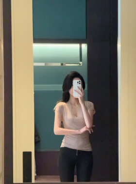 mmm collection 超薄裸肤感面膜T恤女夏透气亲肤修身显瘦v领短袖