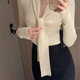 娇俏优雅系带v领亲肤毛衣女秋针织上衣打底衫 mmm collection 内搭