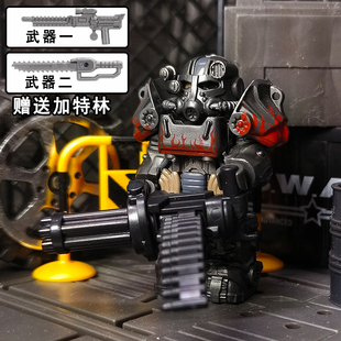 适用乐高和平精英地铁逃生动力机甲积木人仔生化辐射动力甲加特林