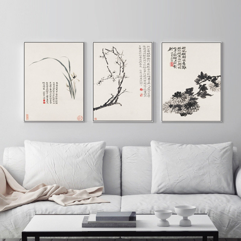 现代简约装饰画画芯花卉中式国画花鸟画心客厅水墨挂画打印画心3