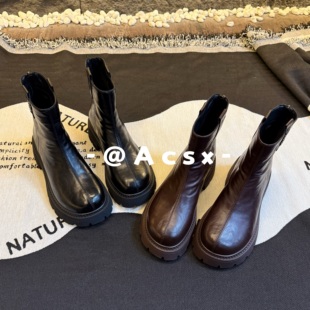 【阿茶】长青款~2025冬季新款真皮切尔西靴