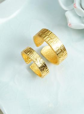 古法沙金开口指环情侣款