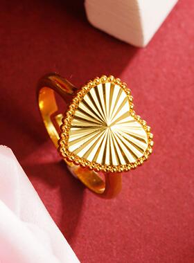 越南沙金爱心活口戒指小红书同款