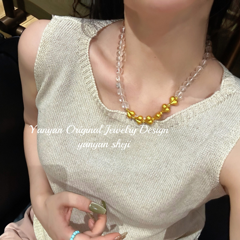 檀纯天然白水晶屁桃桃心爱心水晶