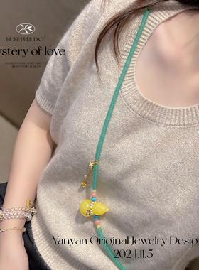 秋冬新款琉璃珠小鸡项链