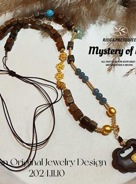 搭配精编沉香荷花礼物毛衣链棋楠