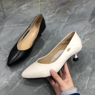 品牌撤柜清仓断码小码34真皮女鞋尖头低跟通勤透气软牛皮软底单鞋