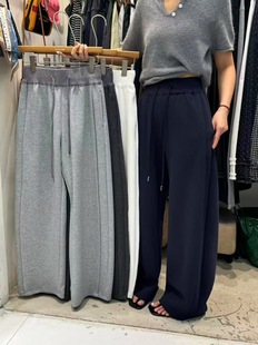 352 直筒休闲拖地长裤 icoco爱可可秋款 松紧高腰宽松显瘦阔腿弯刀裤