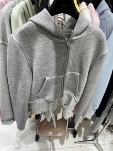 nice乃思儿新款短款外套卫衣女修身收腰运动双拉链百搭连帽上衣潮
