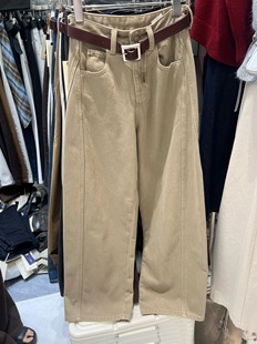 88159 休闲显瘦复古弯刀长裤 XOXO新款 百搭高腰加绒直筒阔腿牛仔裤