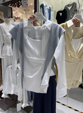 LZ.wm2026春季新款气质慵懒风宽松披肩吊带衬衫上衣三件套小外套