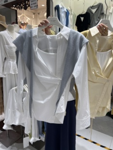 LZ.wm2026春季新款气质慵懒风宽松披肩吊带衬衫上衣三件套小外套