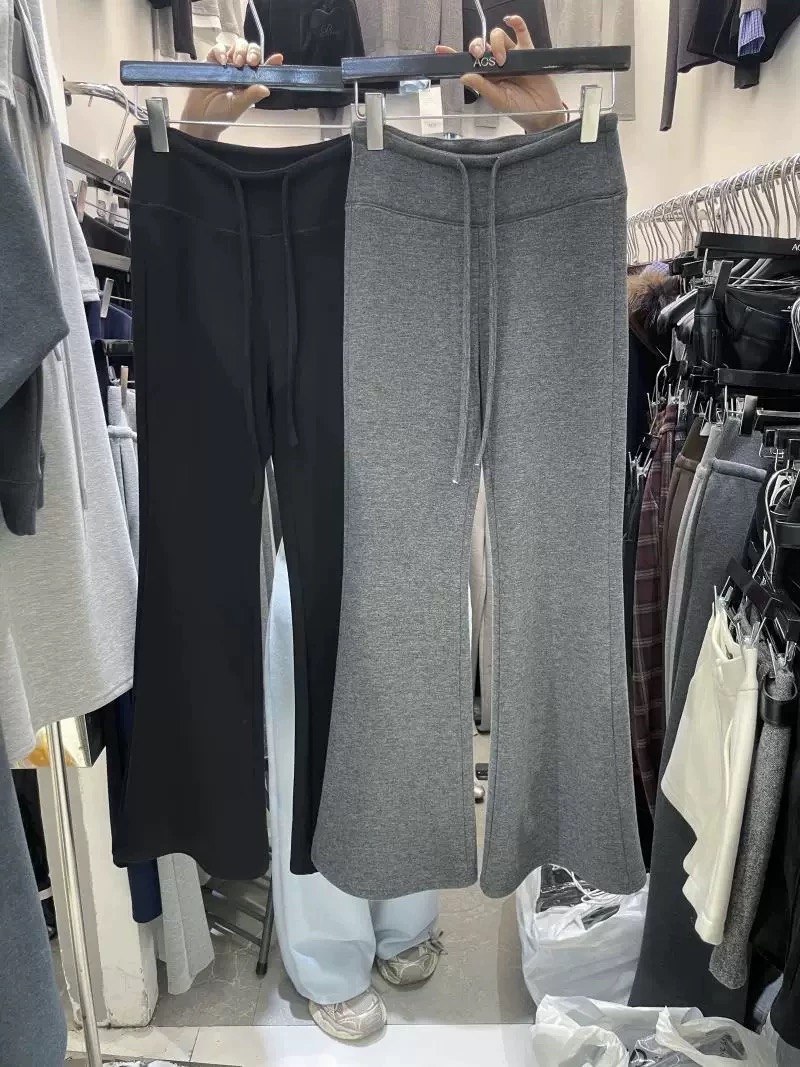 acs正品冬季加绒微直筒裤女宽松垂感微喇裤直筒糯米修身长裤8892