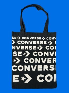CONVERSE 匡威黑底满印logo泼墨星箭单肩潮流千禧风手提帆布袋