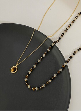 STINA虎眼石锁骨链女轻奢小众叠