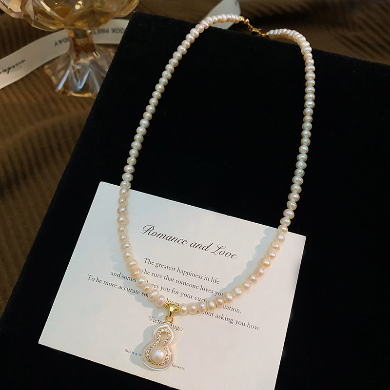 STINA淡水珍珠福禄4-5mm极强光水滴葫芦吊坠项链送礼全新女式珍珠