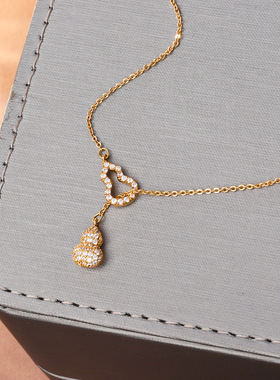 STINA福禄双全锆石葫芦项链小众